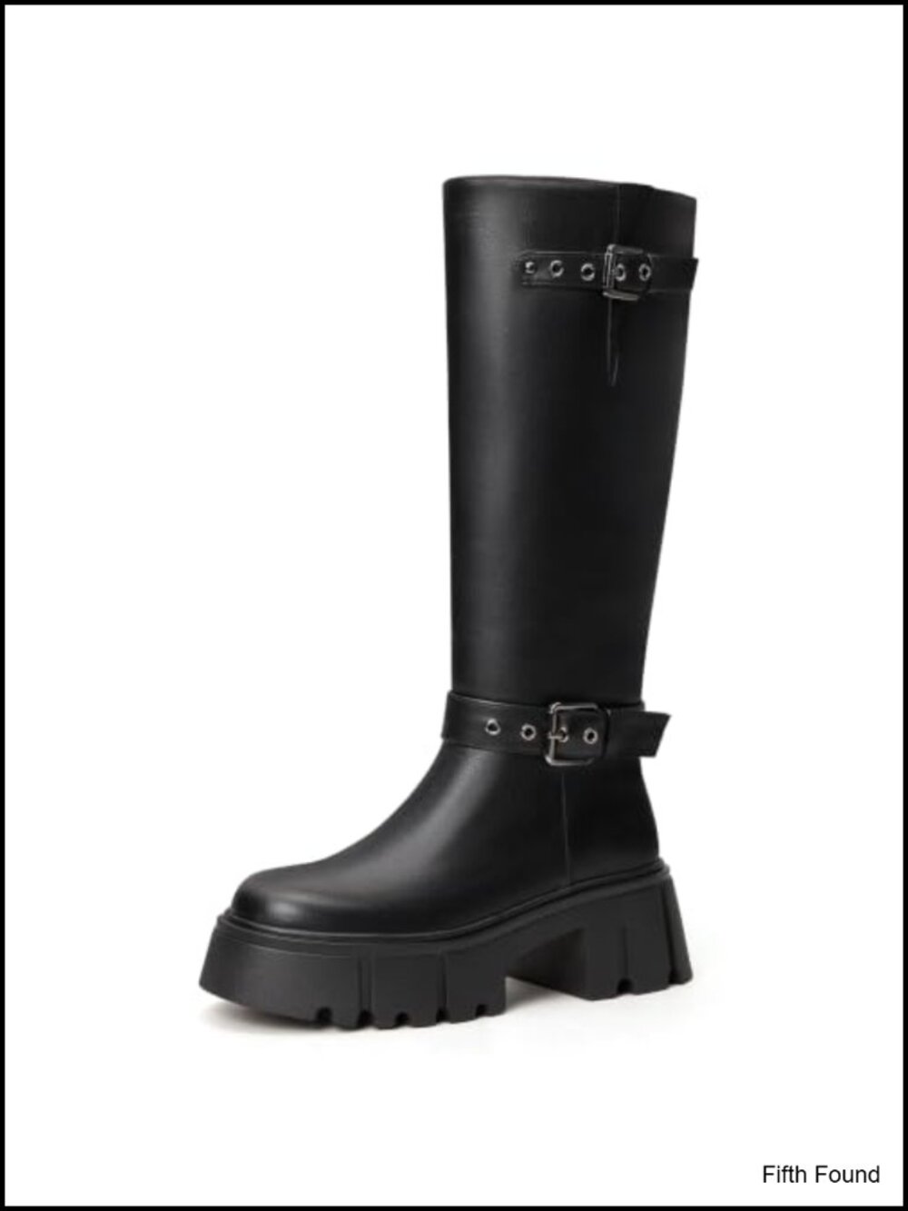 Faux Leather Platform Knee High Boots Chunky Heel Tall Side Zip Womens